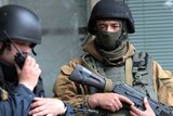 Ukrainian troops near the town of Slaviansk