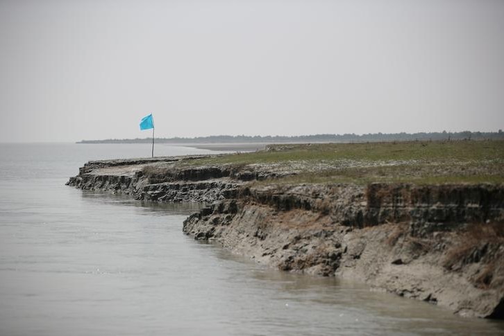 View of the island of Bhasan Char in the Bay of Bengal, Bangladesh.