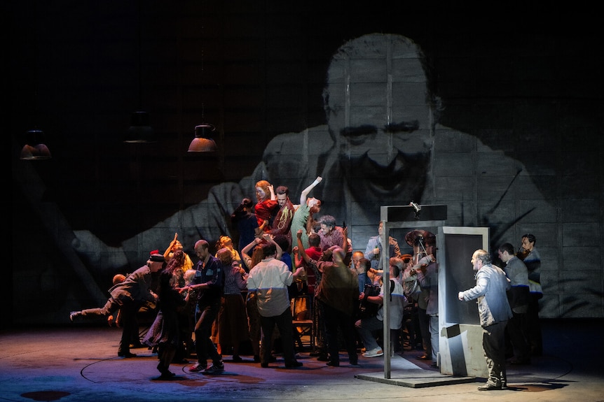 A group scene from Alban Berg's opera Wozzeck from the Festival d'Aix-en-Provence 202