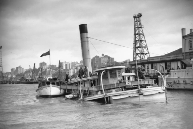 HMAS Kuttabul in Sydney Harbour after being hit by a torpedo from Japanese submarine.