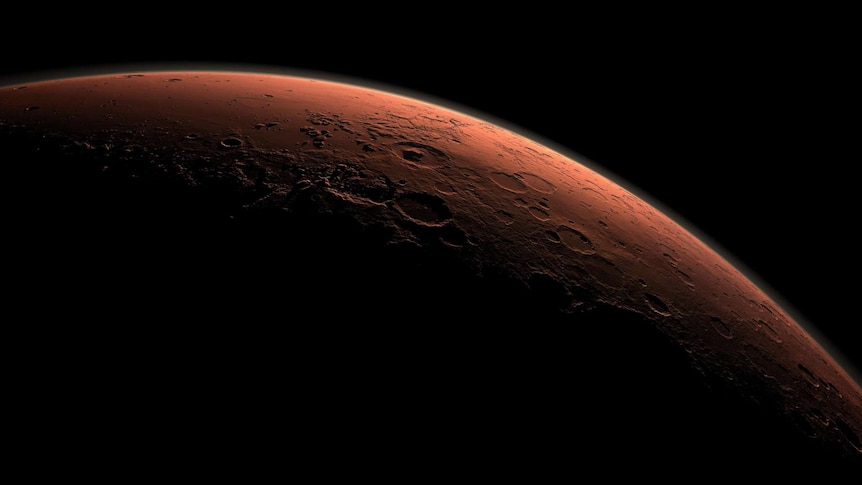Sun rise over Mars taken from orbiting spacecraft