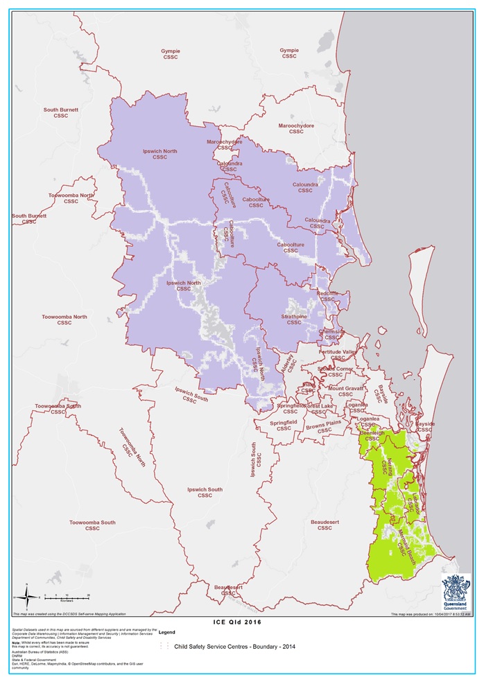 Almost 40 per cent of parental ice use was in households on the Gold Coast, Ipswich's north, and Brisbane's north, to Caloundra.