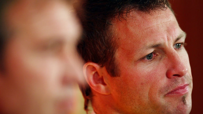 Socceroos captain Lucas Neill fronts a press conference at the 2010 World Cup in South Africa.