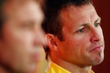 Socceroos captain Lucas Neill fronts a press conference at the 2010 World Cup in South Africa.