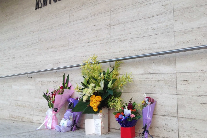 Flowers outside NSW police headquarters