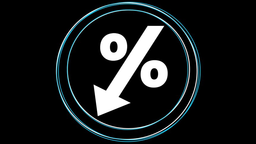 Graphic of a percentage sign with a downward arrow.