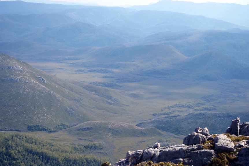 Tasmania's south-west wilderness looking from Boiler Plates across Arthur Plains.