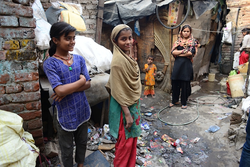 Residents of Kathputli Colony in New Delhi