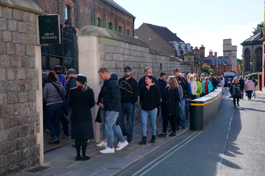 People queued up outside a group entrance of Windsor Castle  