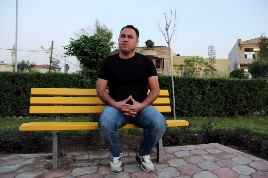 Former asylum seeker Assad Aziz in a park in Erbil in northern Iraq