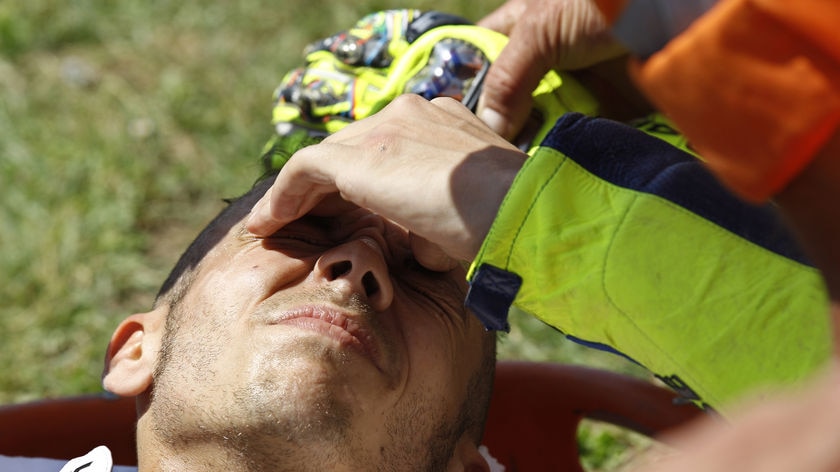 Valentino Rossi needed a three-hour operation to repair a complicated break involving his shin and fibula.