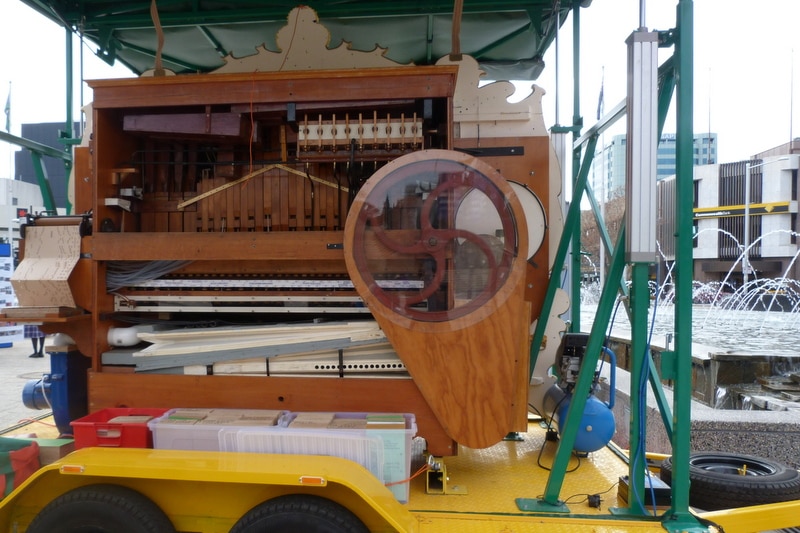 The carousel organ on its trailer