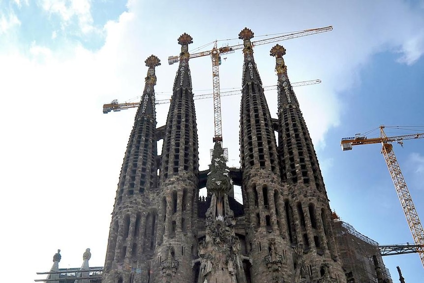 Pope Benedict XVI celebrates outside Barcelona's La Sagrada Familia