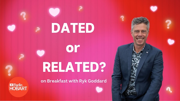 Ryk Goddard in next to text Dated or Related? On pink and red background