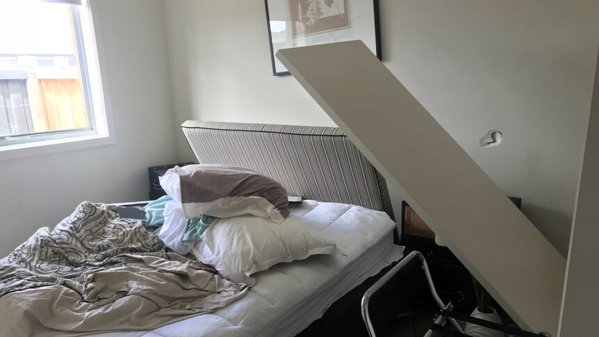 Damage to a bedroom in an Airbnb home in Werribee.
