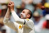 Australia's Nathan Lyon drops a return catch during the third Test against India at the MCG.