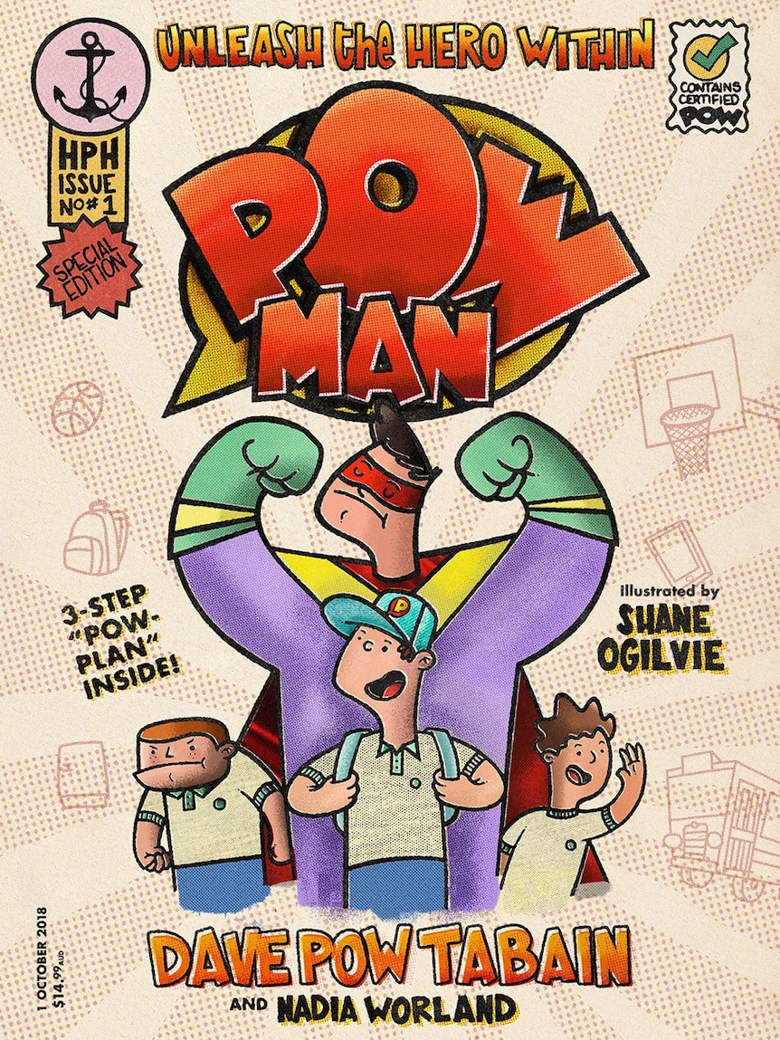 Book cover featuring comic book style characters
