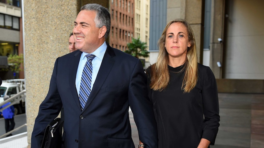 Joe Hockey arrives at court with his wife Melissa Babbage
