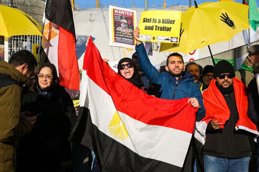A protest against Egypt's president in London.
