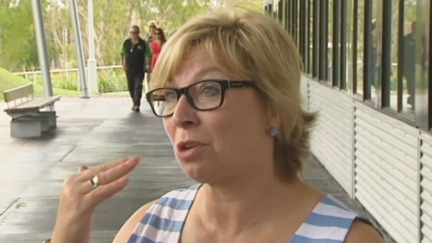 Rosie Batty speaks to media outside a Sunshine Coast venue