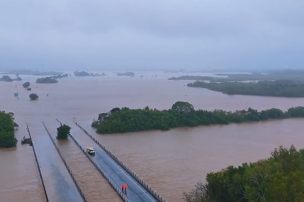 Drone footage shows the scale of flooding in Cairns.