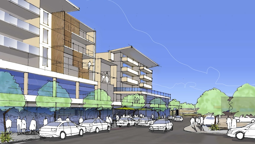 An artist's impression of what Mawson Place could look like under the draft master plan.