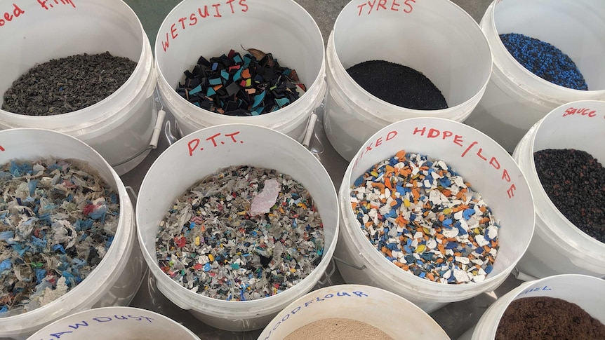 Buckets of separated plastics