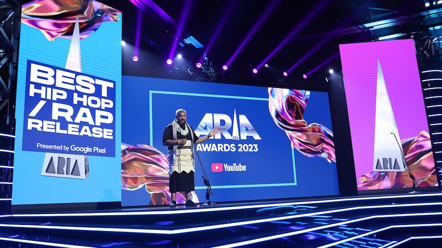 Hau Latukefu presents Best Hip Hop/Rap Release during the 2023 ARIA Awards