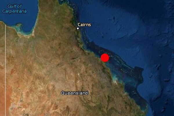 Map showing where earthquake was recorded off Bowen in North Queensland.