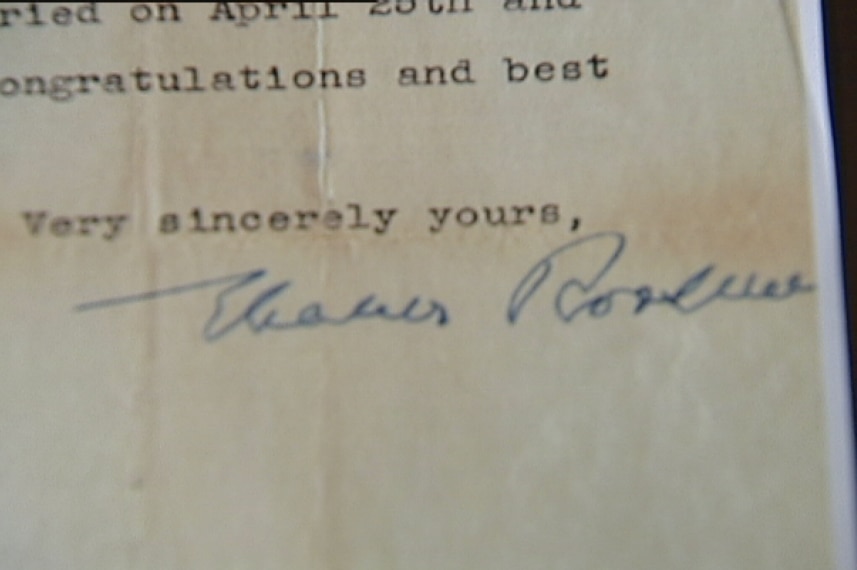 Letter signed by former first lady Eleanor Roosevelt to Australian soldier Leslie 'Bull' Allen