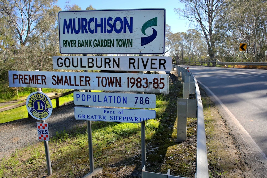 The signage outside Murchison, Victoria.