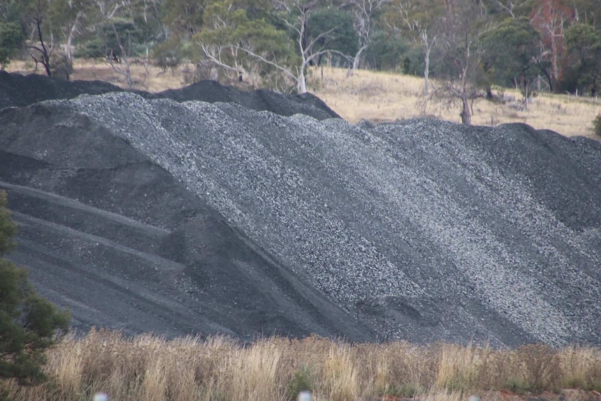 Large piles of coal.