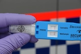 Hand held police drug testing device showing a negative result