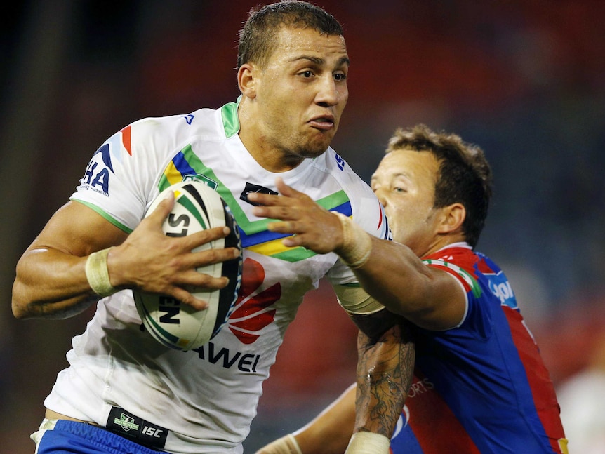 Canberra centre Blake Ferguson at Newcastle Stadium