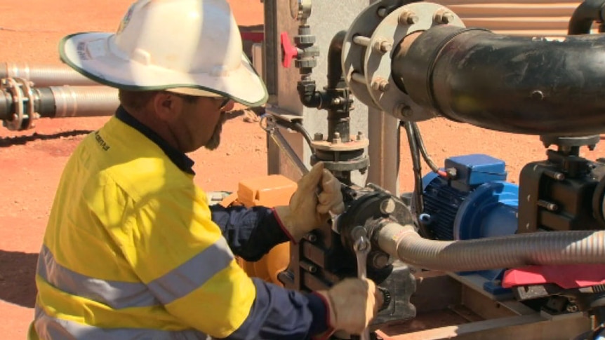 A man works on the site of the Wheatstone project in the Pilbara.