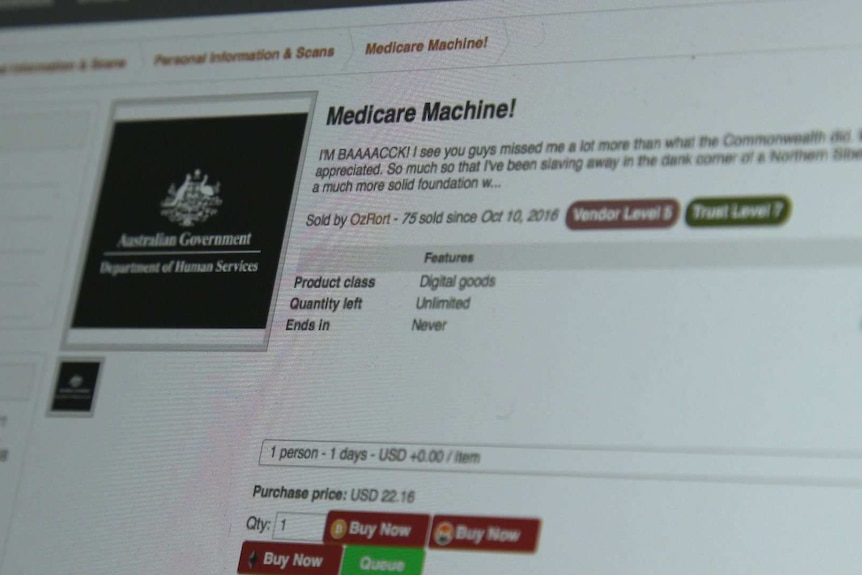 Alphabay website offering Medicare details for sale