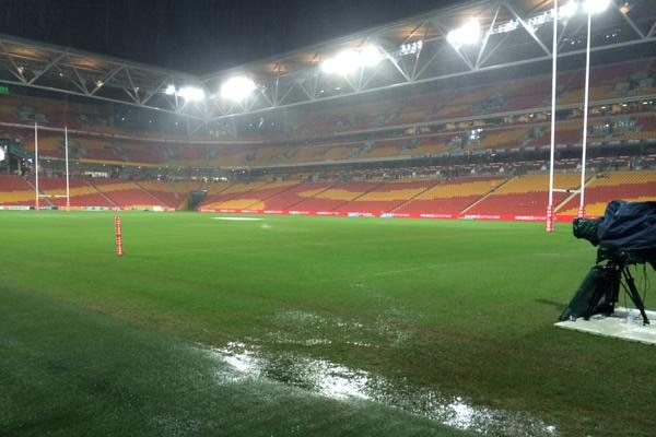 Lang Park flooded with rain water