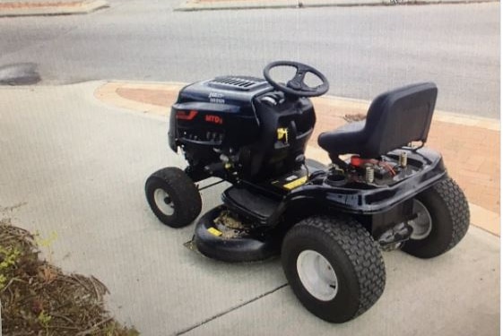 The ride-on mower allegedly driven on a footpath by a drunk driver.