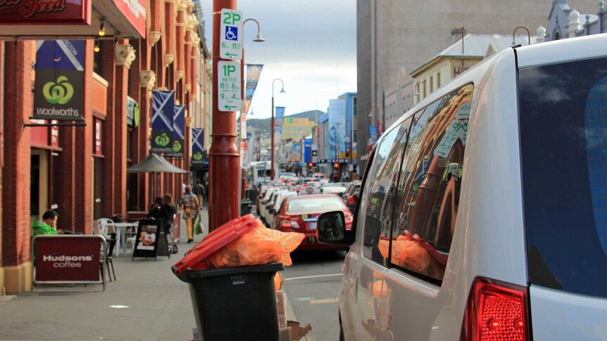 Bins blocking disabled parking access in Hobart