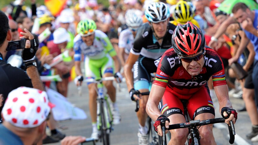 Cadel grits his teeth during the 14th stage
