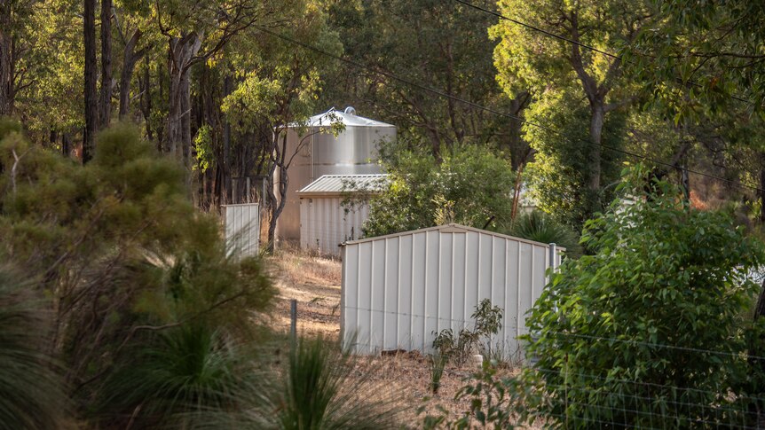 Bush property with shed, water tanks and gum trees