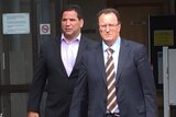 Carl Webb and his lawyer Anderson Telford outside Cairns Magistrates Court on Tuesday
