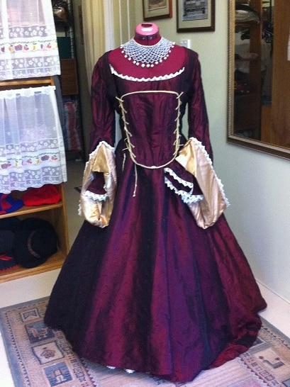 A red medieval dress from Andrea's costume collection.