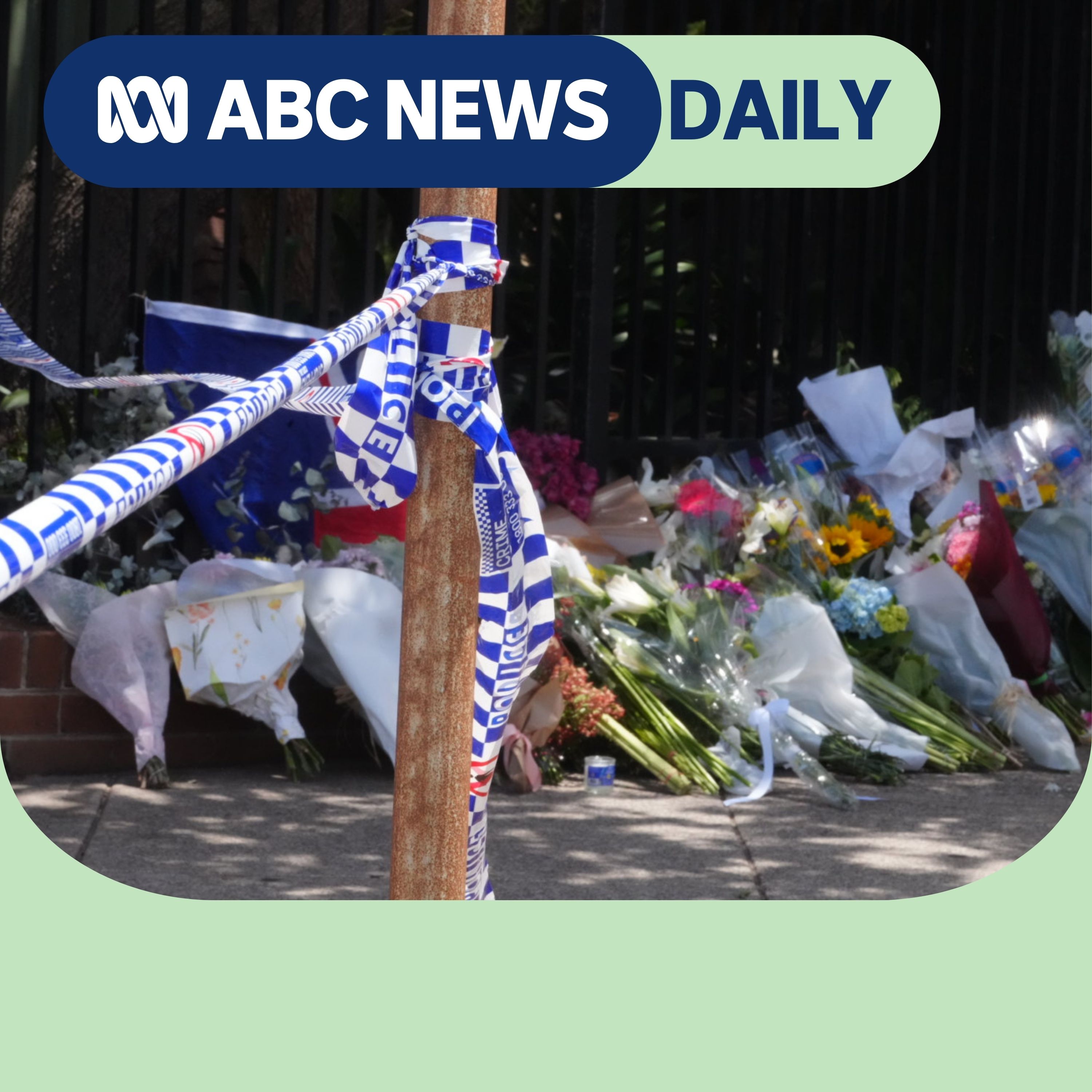 Flowers and police tape in Bondi