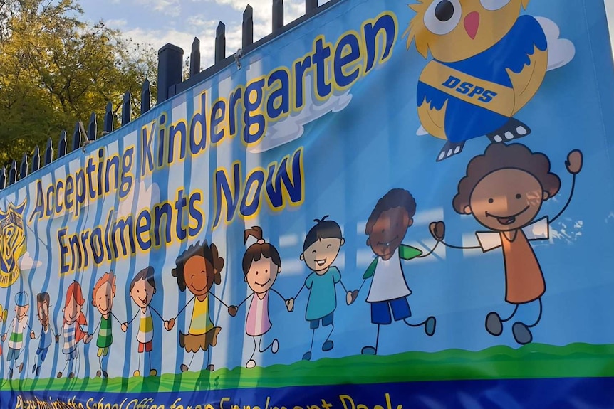 Kindergarten enrolment sign.
