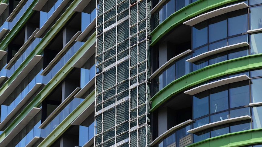 Scaffolding on the Opal Tower exterior
