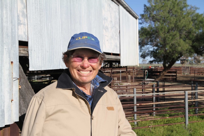 Cindy Taylor stands near her Woolshed at Boree Downs station near Longreach.