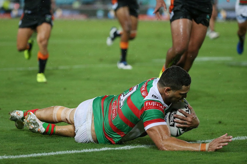 Greg Inglis scores a painful try for South Sydney