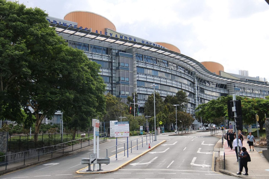 Driveway and main building of Princess Alexandra Hospital in Brisbane on March 4, 2020.