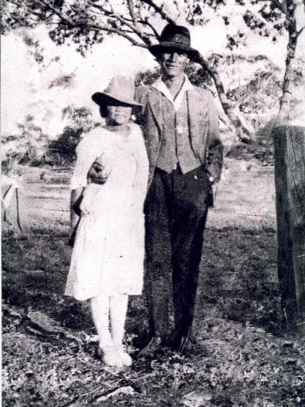 Aunty Charlotte Wright and Uncle Richard Darcy in a black and white photo